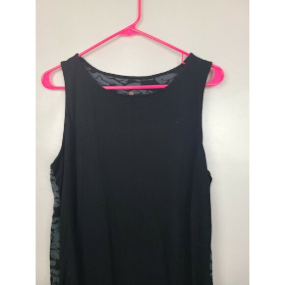 Tangerine Womens Exercise Tank Top Large Black Gray High Low Layered Active - Picture 2 of 9